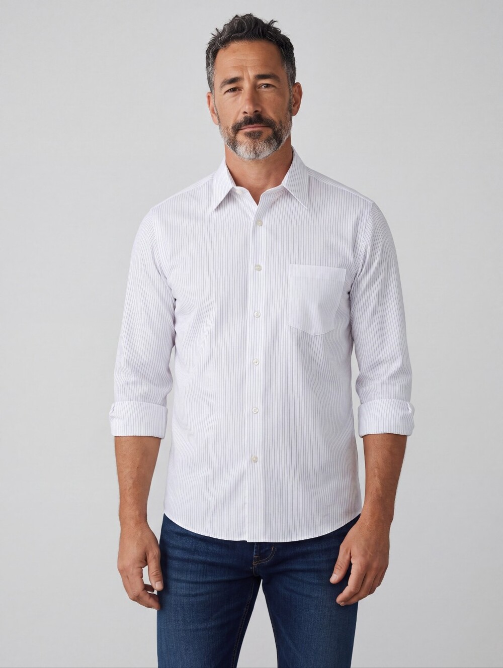 Van Heusen Satin Stripe - 16-34/35(Large) 70/30 Poly/Cotton